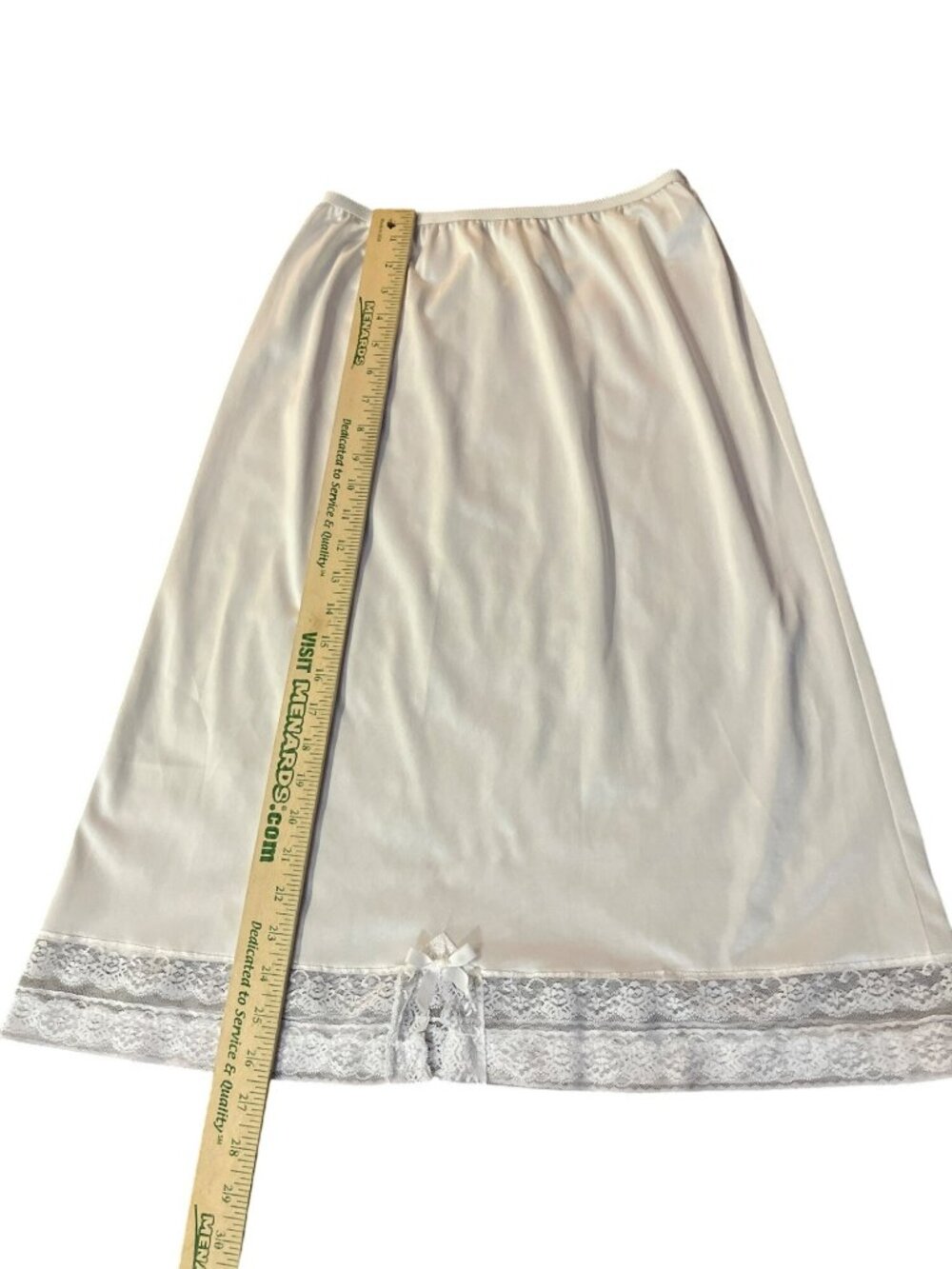 Komar Half Slip Womens M Tall Cream Nylon Lace Trim Vintage USA Small Bow - Picture 8 of 9